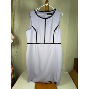 Black Label by Evan Picone Lavender Sheath Dress Black Trim Sleeveless sz18